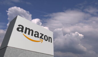 Amazon sign with sky in the background