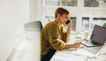 VoIP user smiling