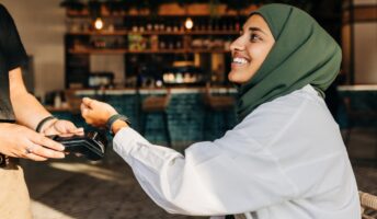 Customer paying with watch