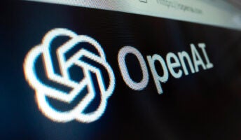 OpenAI logo on web browser screen with URL bar