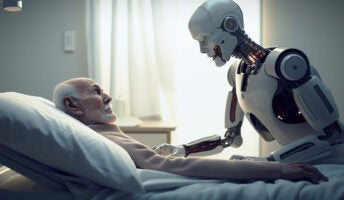 Robot doctor treats patient