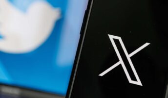 Twitter logo next to X logo