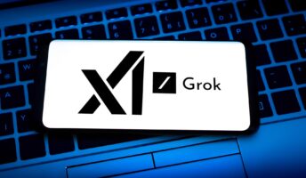 AI chatbot Grok logo on phone screen