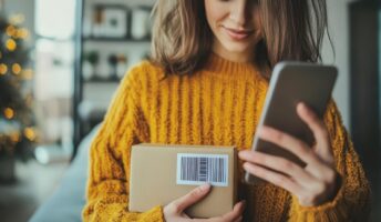 Woman dropshipper using a smartphone