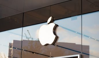 Apple logo on a store front