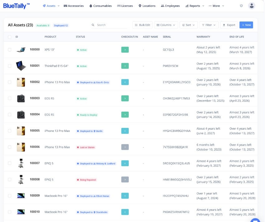 Tracking assets with BlueTally.