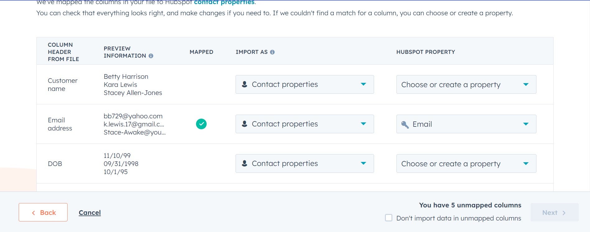 Customer Data Import HubSpot