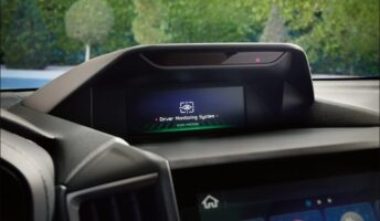 A driver monitoring system display in a Subaru car