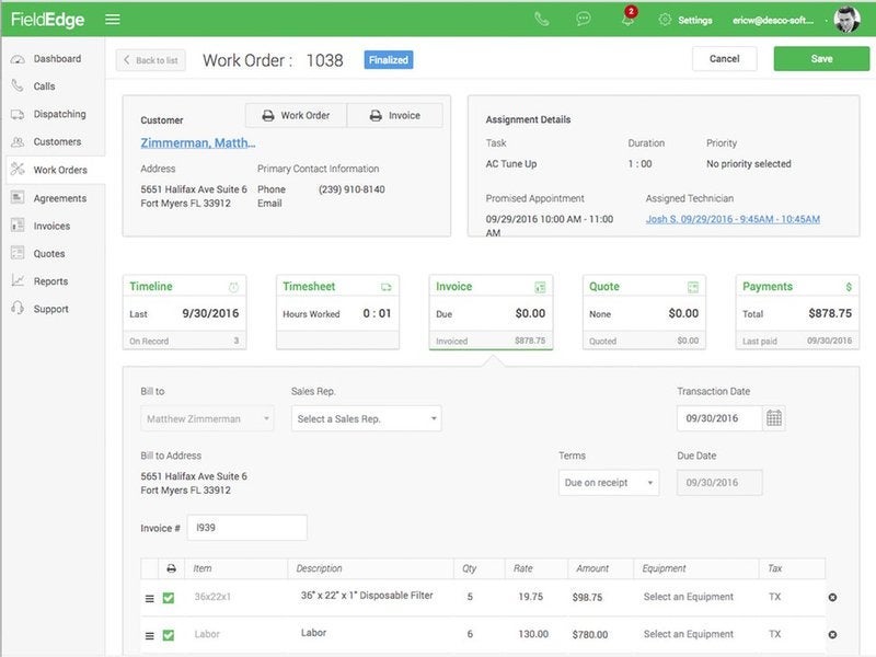 FieldEdge Work Order