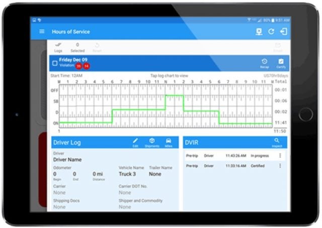 GPS Trackit ELD software calendar