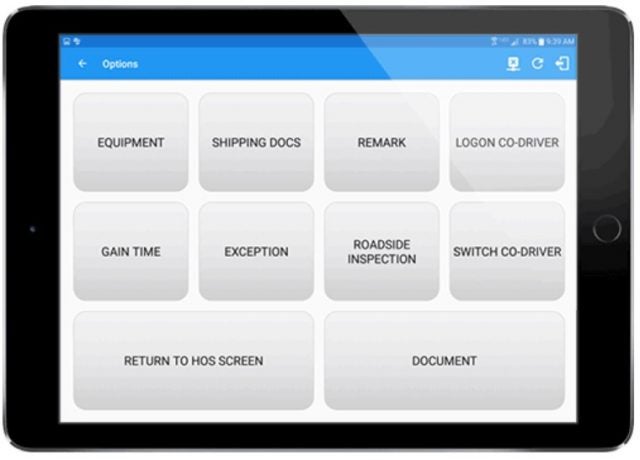 GPS Trackit ELD software menu