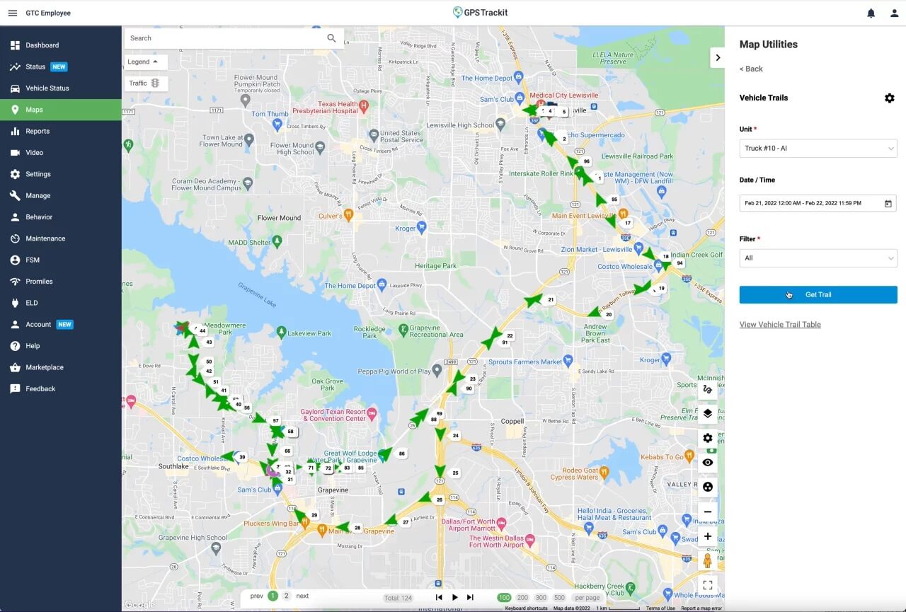 GPS Trackit routes