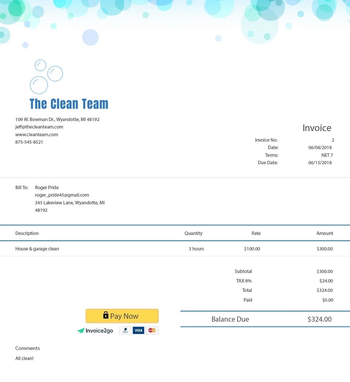 Invoice2Go Template