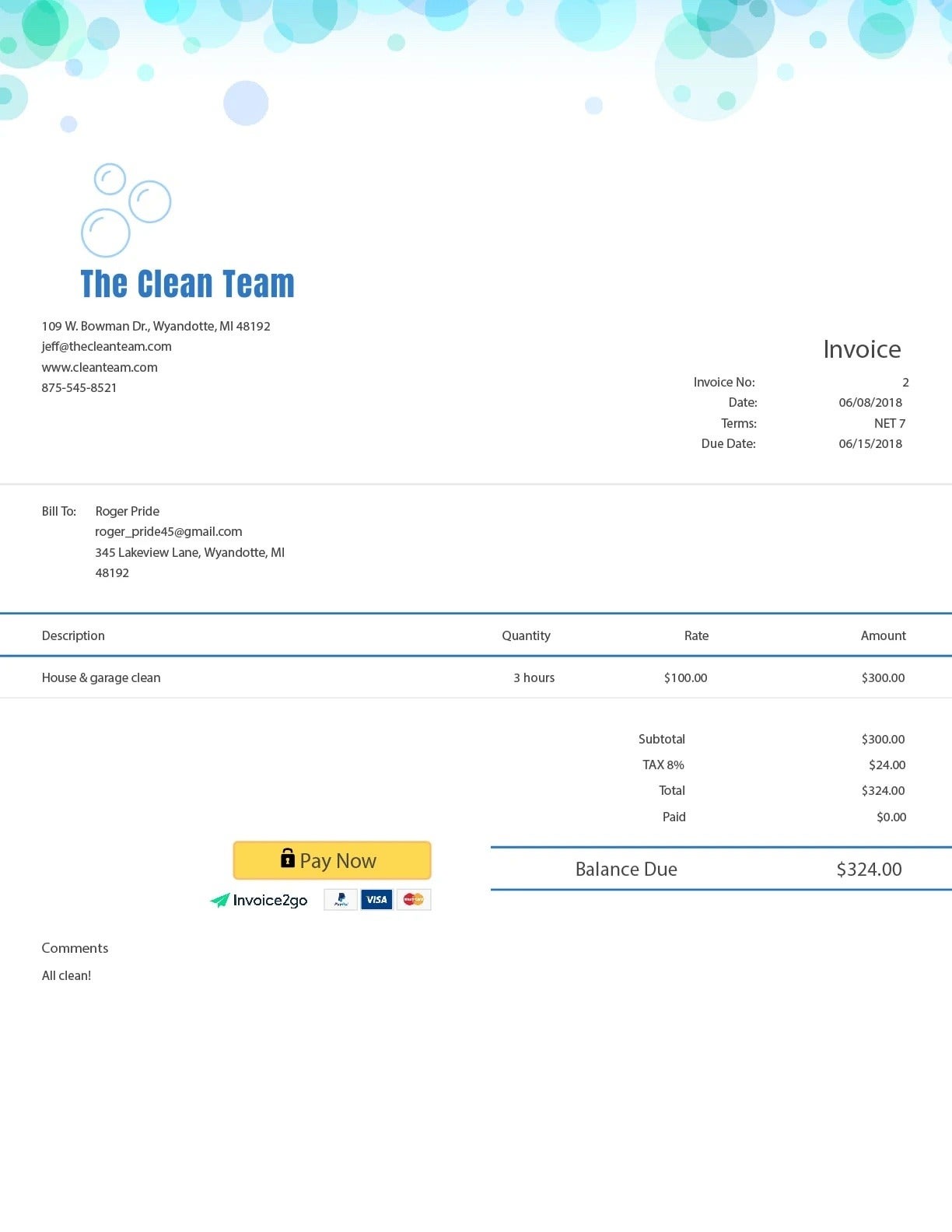 Invoice2Go Template