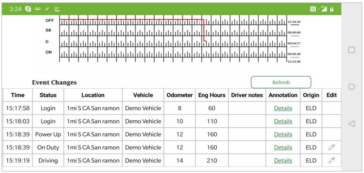 Matrack event log