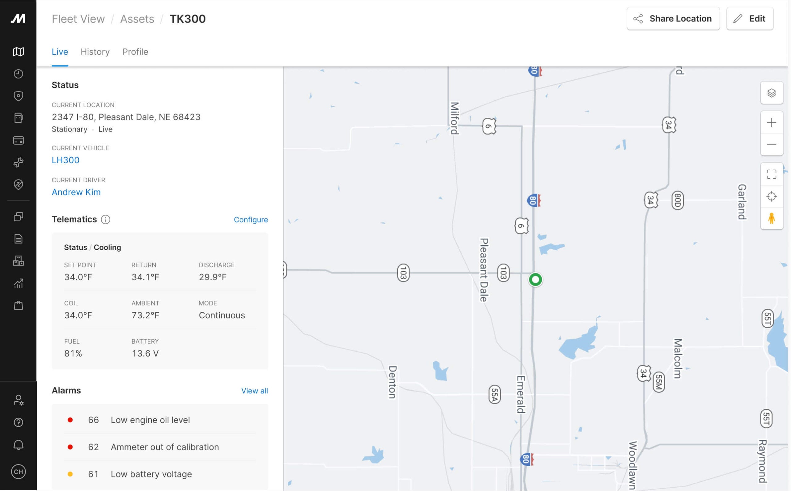 Motive fleet: Reefer monitoring