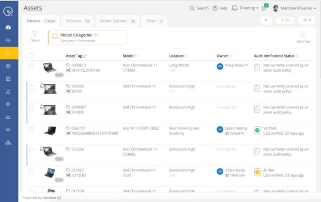 IncidentIQ asset inventory