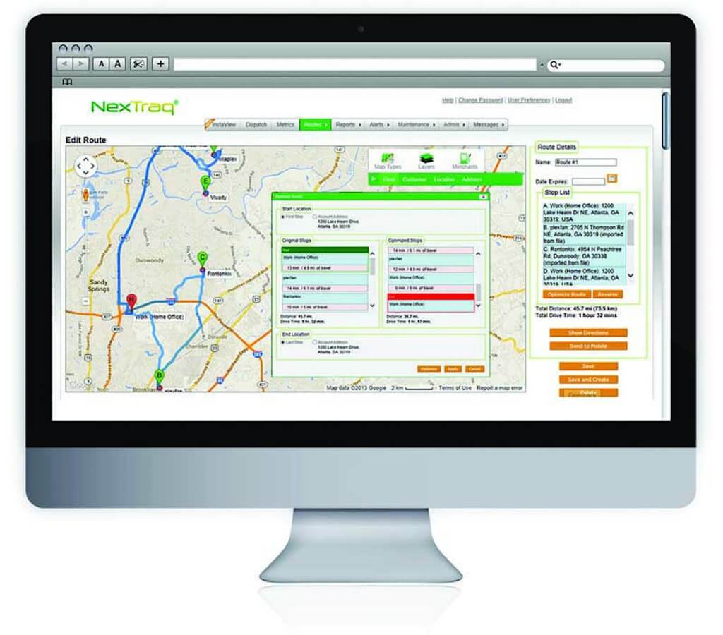 Nextraq fleet tracking map