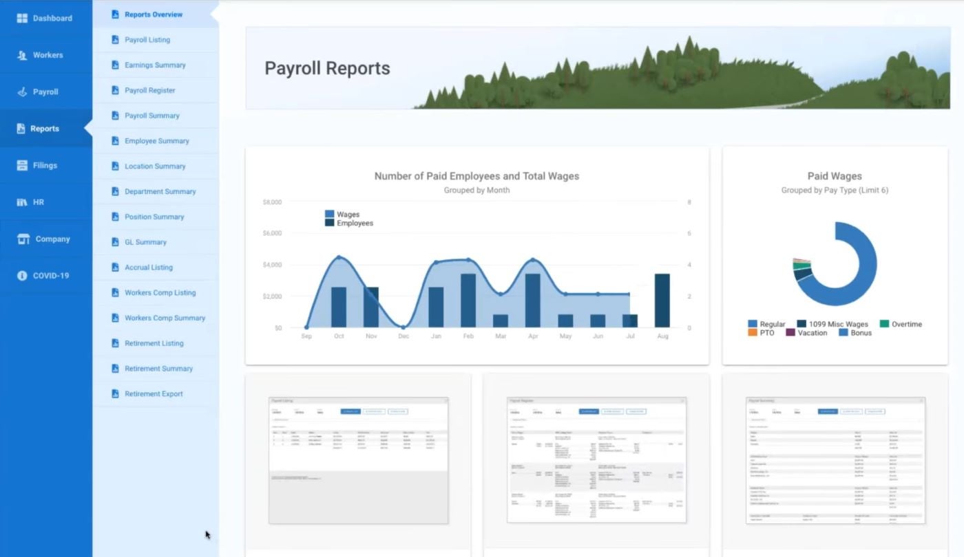 OnPay reports dashboard