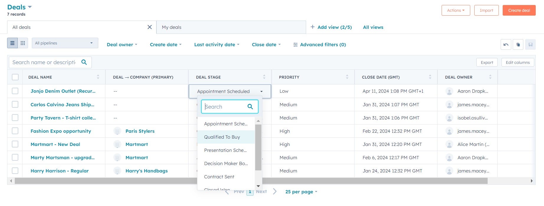 HubSpot's sales lead pipeline