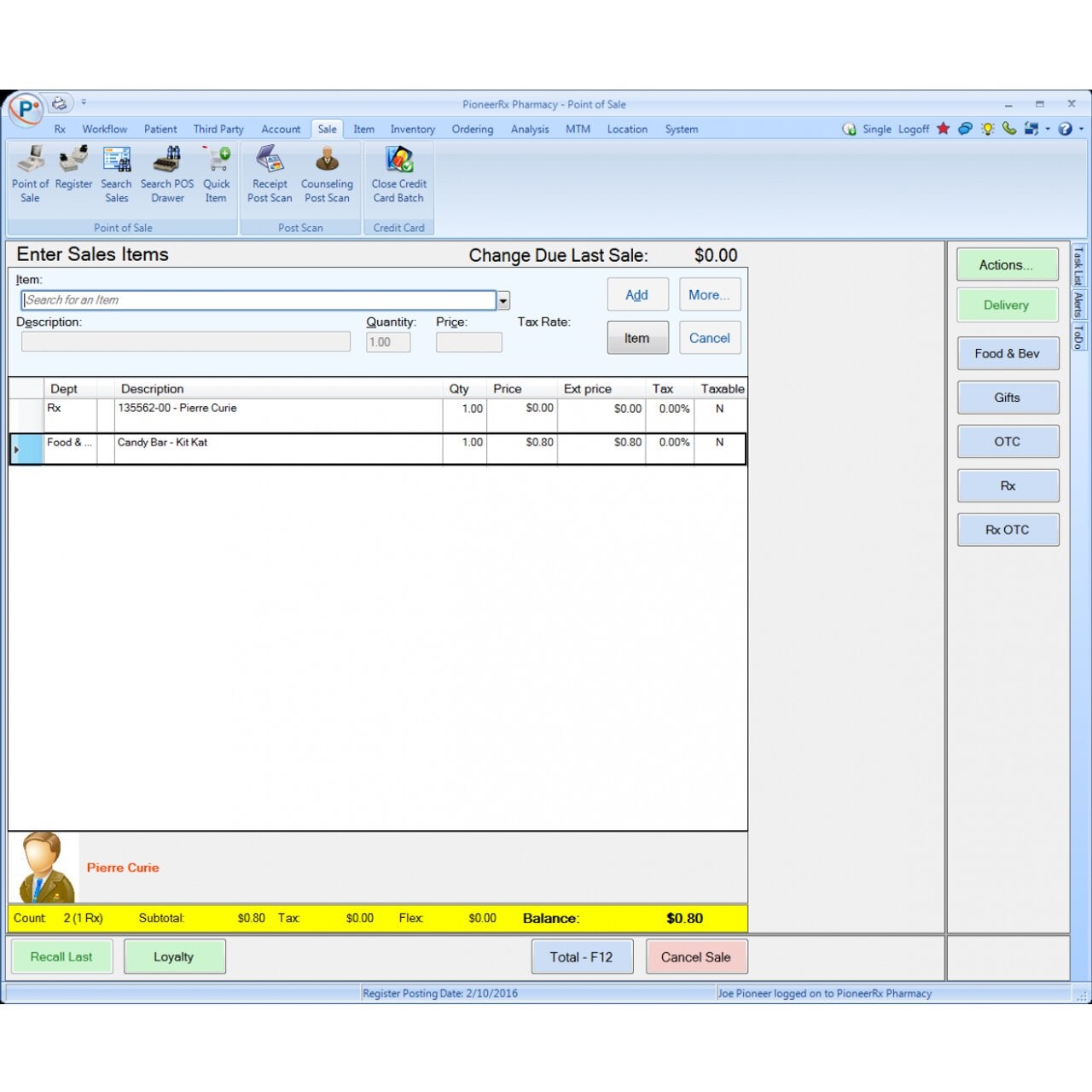 PioneerRx POS software