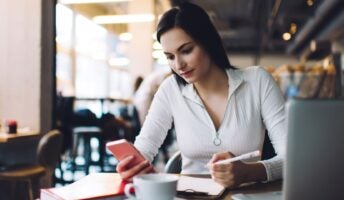 Remote worker in coffee shop