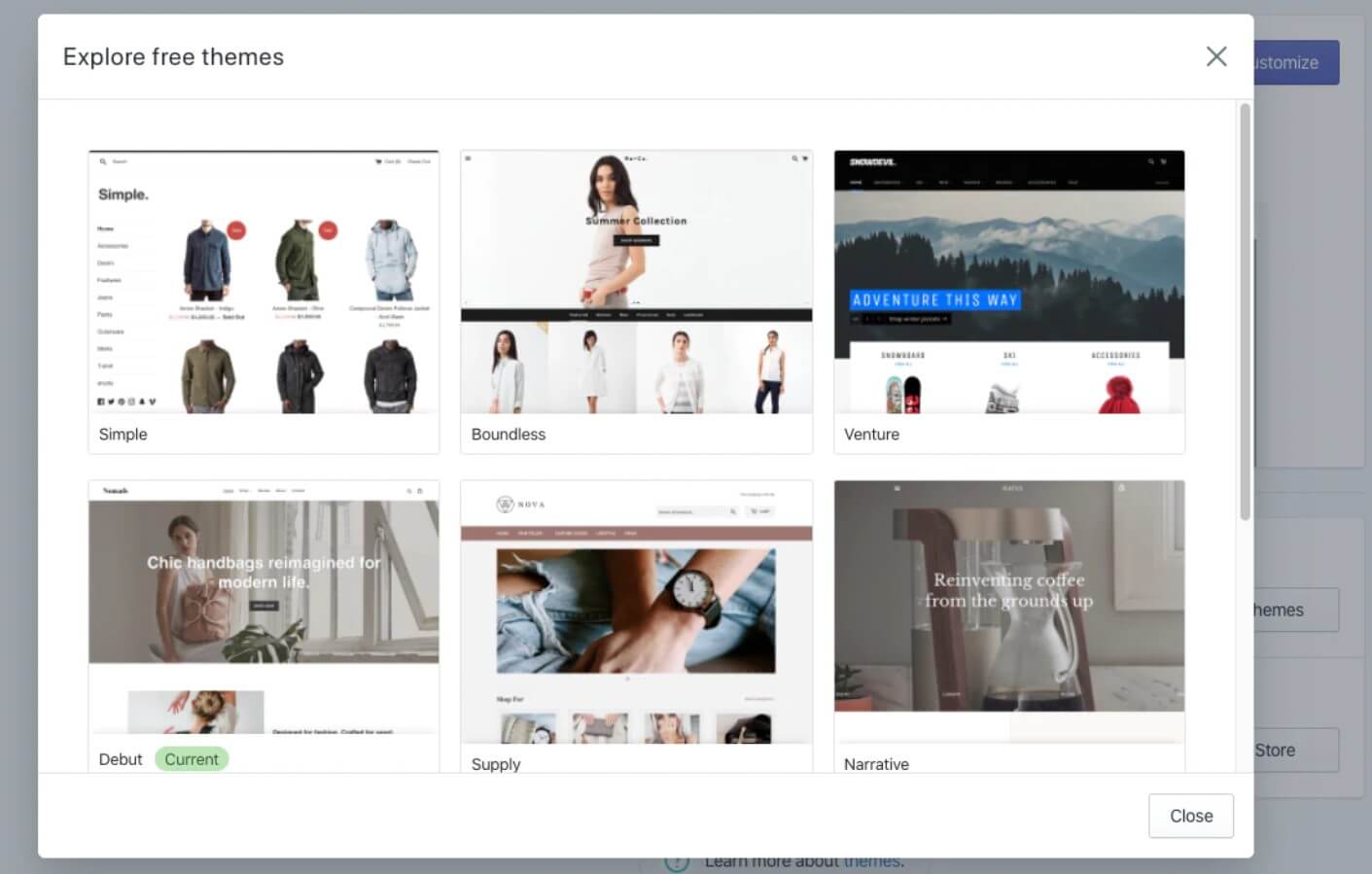 Shopify free themes