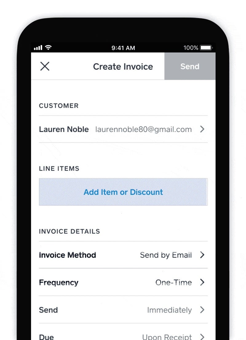 Square Invoice Sending