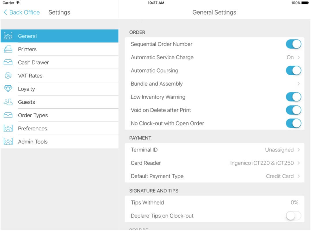 Talech POS: Software settings