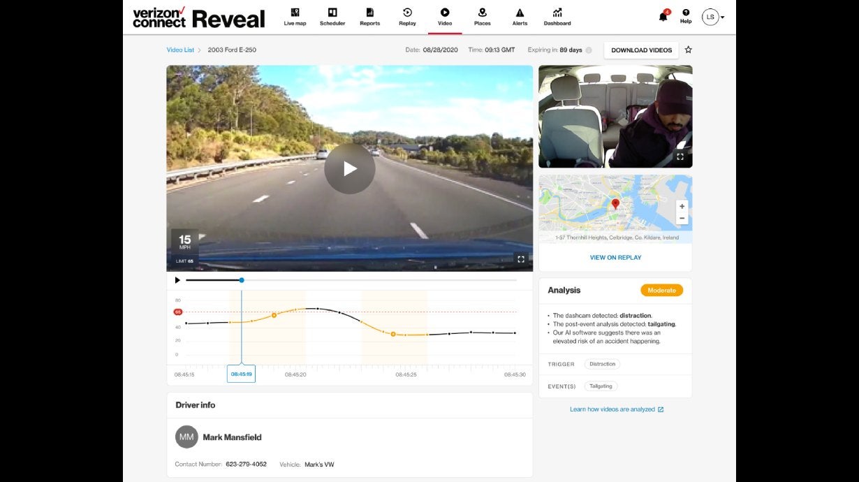 Verizon Connects AI dashcam feature