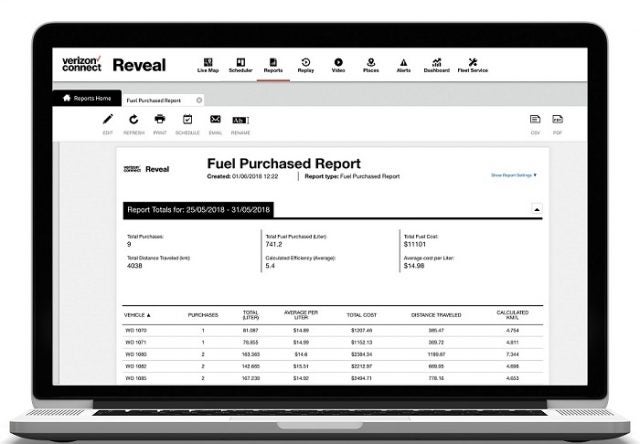 Verizon Connect Reveal fuel card report