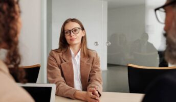 A woman in a job interview