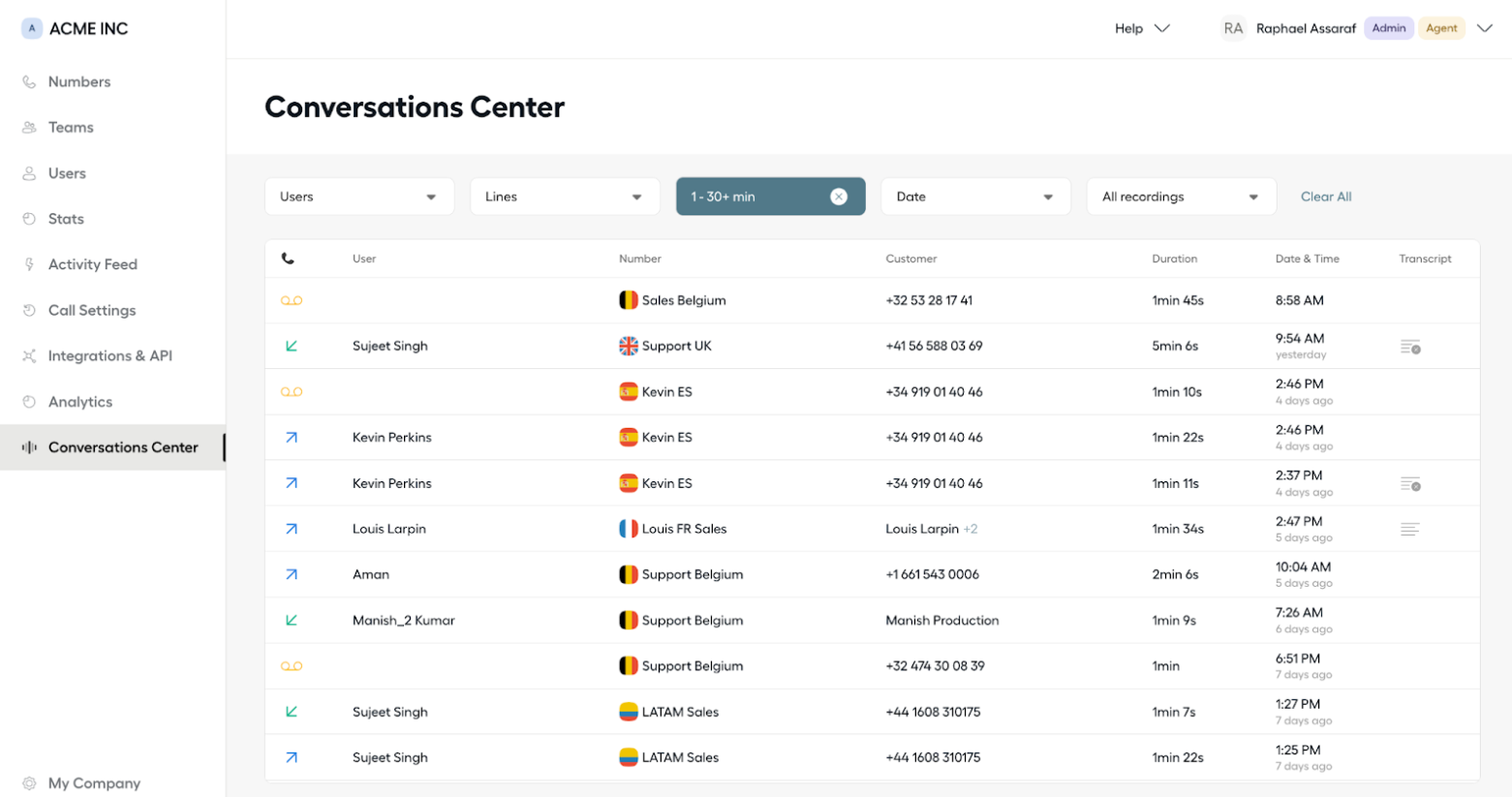 Aircall Conversation Center