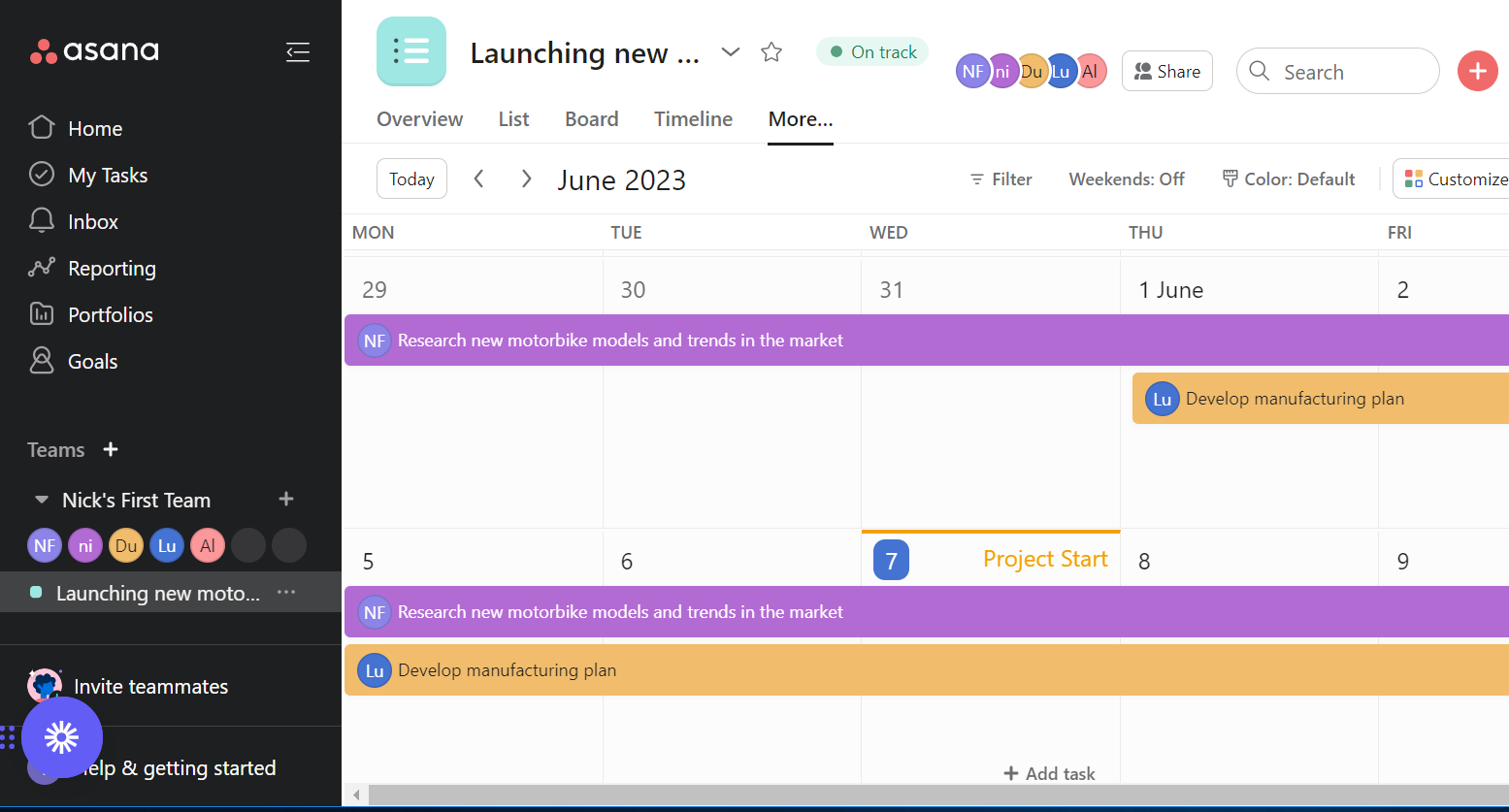 Asana Gantt