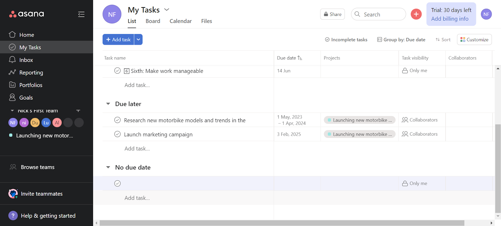 Asana My Tasks