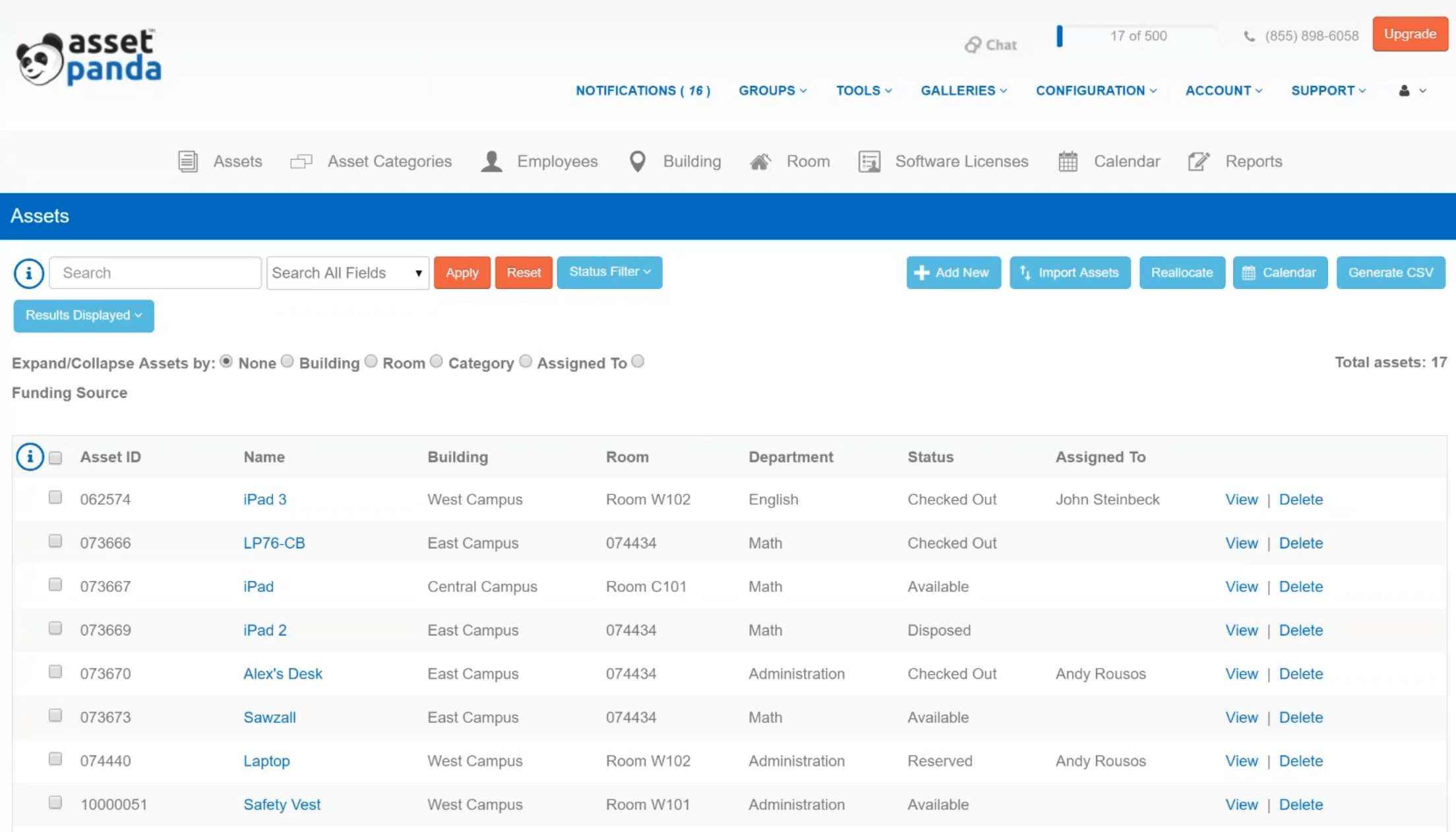 Asset Panda Asset List