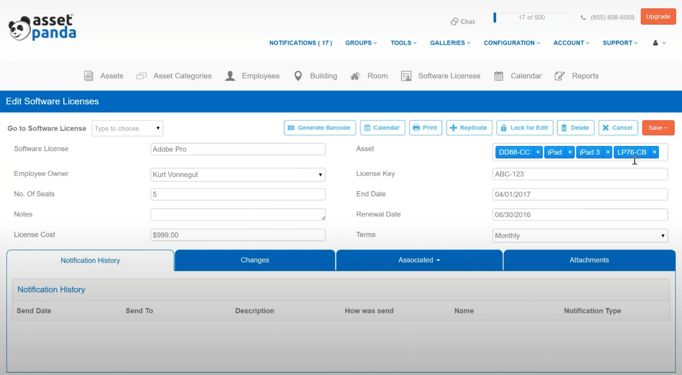 Asset Panda Software Licenses