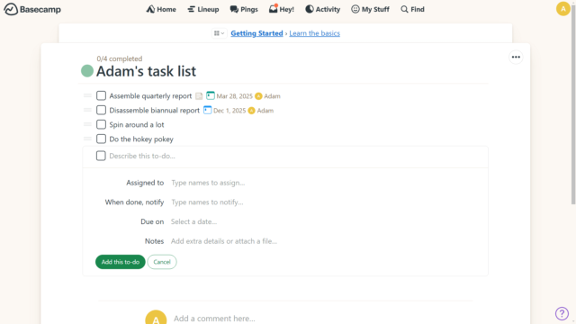 All Basecamp subtasks can be given unique due dates and assignees.