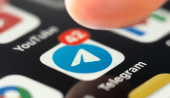 Telegram logo on an iPhone