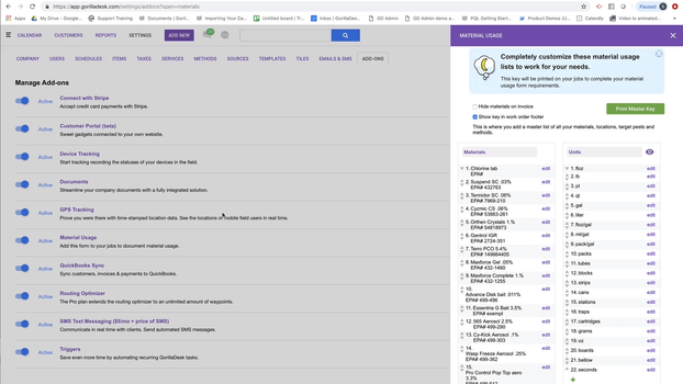 GorillaDesk Material Tracking