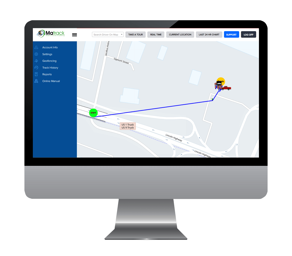 Matrack asset tracking map