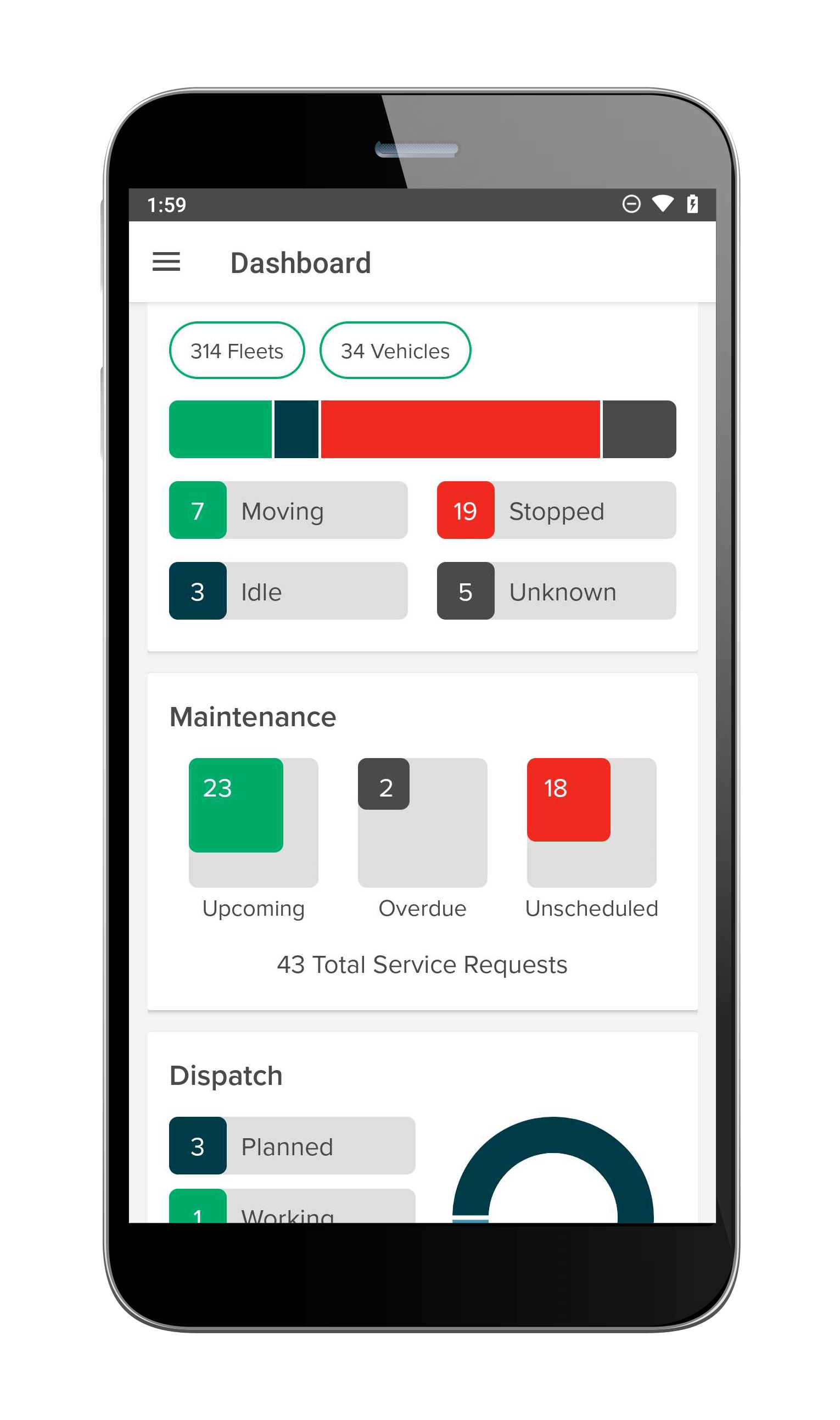 Nextraq dashboard on mobile