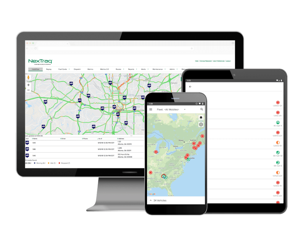 Nextraq fleet system screens