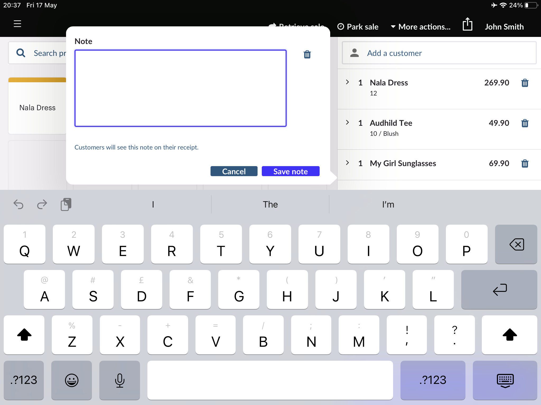 Lightspeed POS order notes