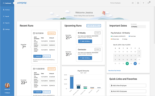 OnPay payroll dashboard