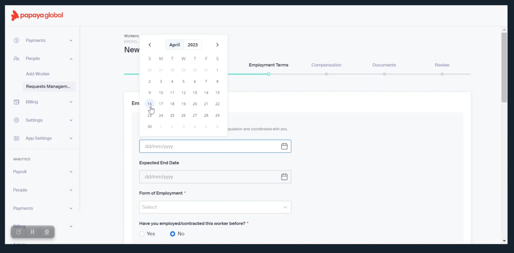 Papaya: Adding an end date