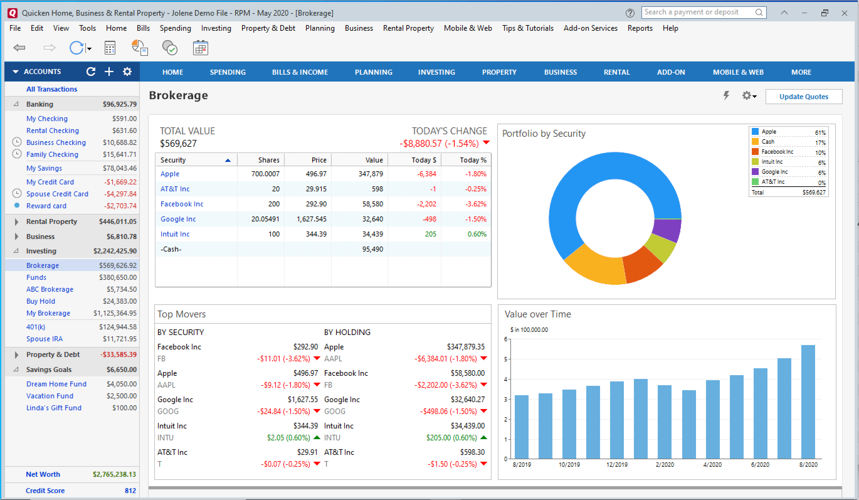 Quicken accounting: Brokerage