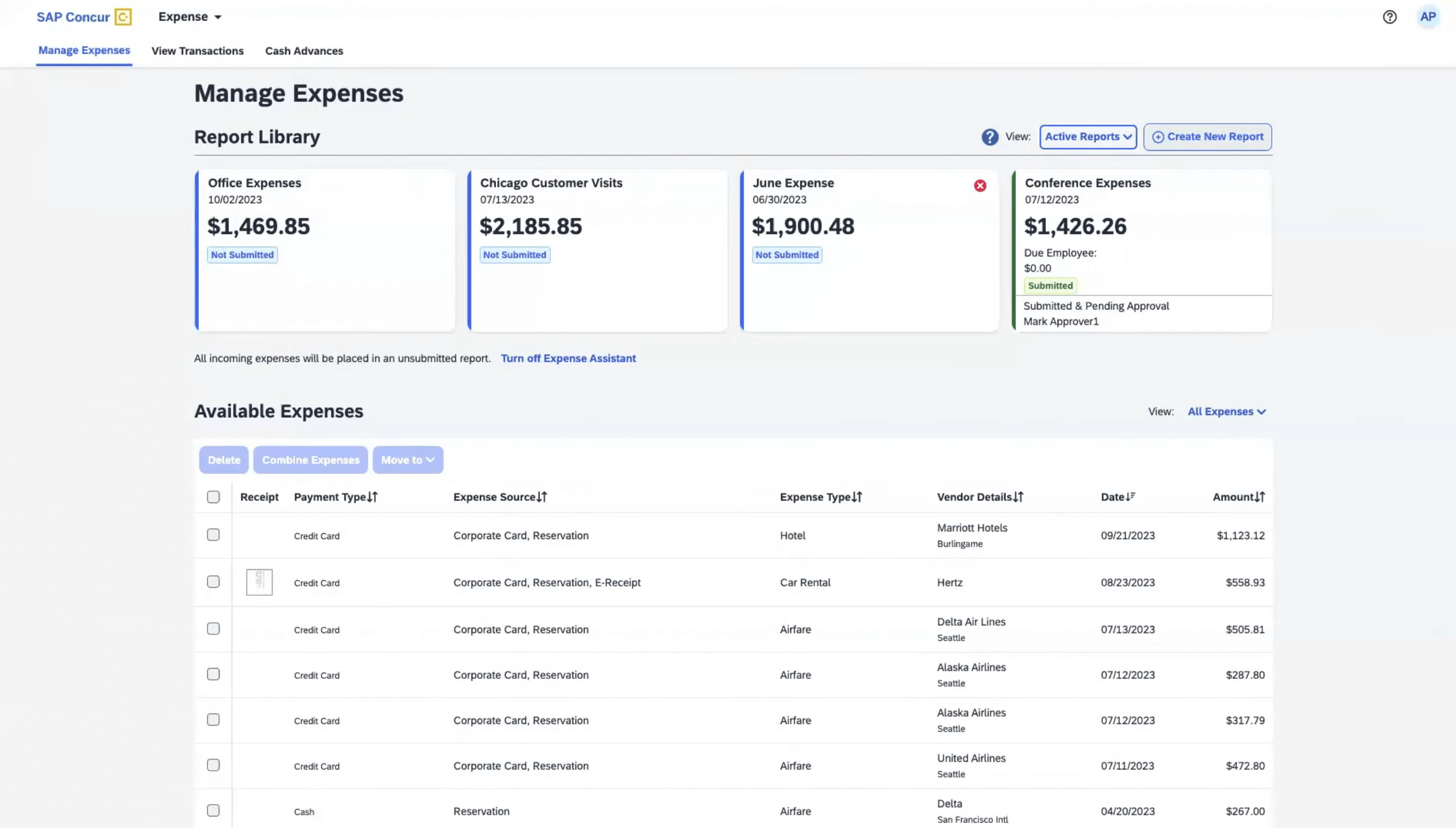 SAP Concur Manage Expenses