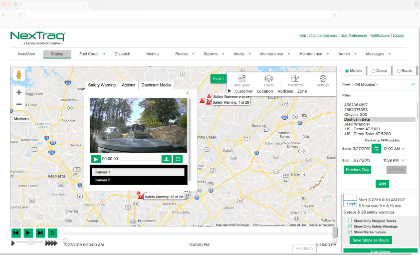 NexTraq's incident dashcam providers fleet managers with real-time alerts and live GPS location. Source: NexTraq