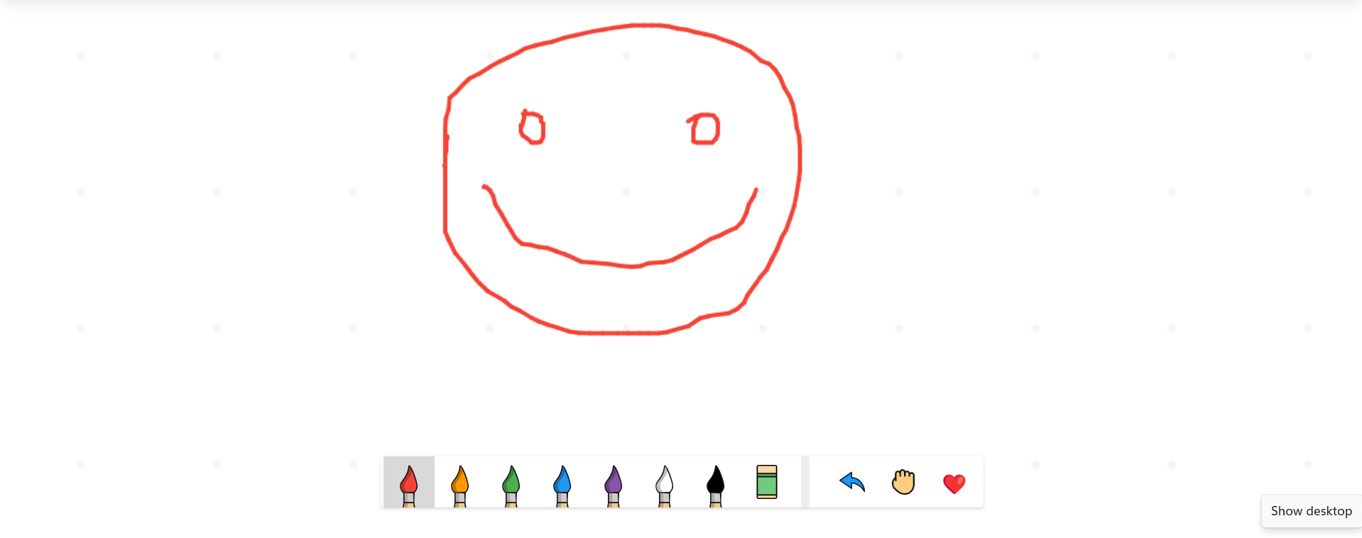 Screenshot of drawing of a smiley face. Source: Tech.co testing